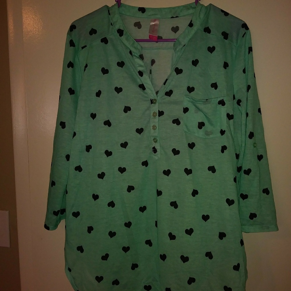 Excellent condition 3/4 sleeve blouse minty green